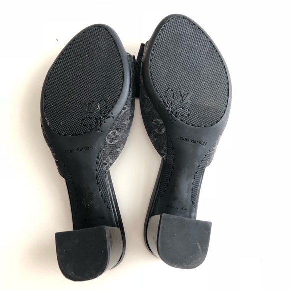 Louis Vuitton Noir Monogram Denim Canvas Sandals - Picture 4 of 8